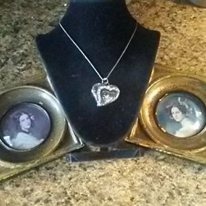 Vintage pictures of woman and 20in. Heart necklace